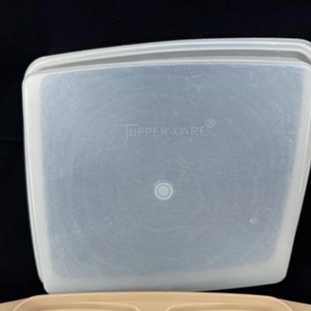 Vintage Tupperware Deviled Egg Keeper 723 Almond Beige 16 Slot Carrier with Lid